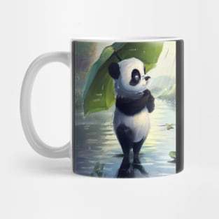Panda with Leaf Umbrella Mug